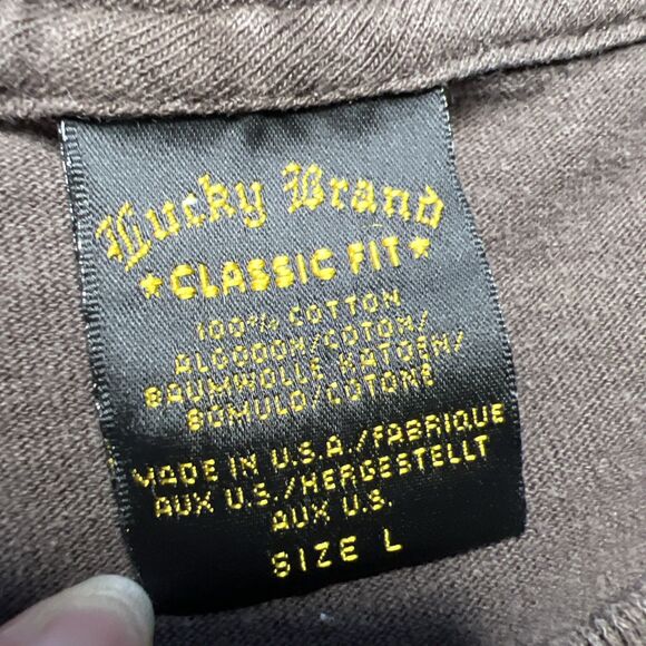Vtg Lucky Brand T-Shirt Mens Large Motorcycle Graphic Tee Brown USA Cotton - Picture 3 of 7